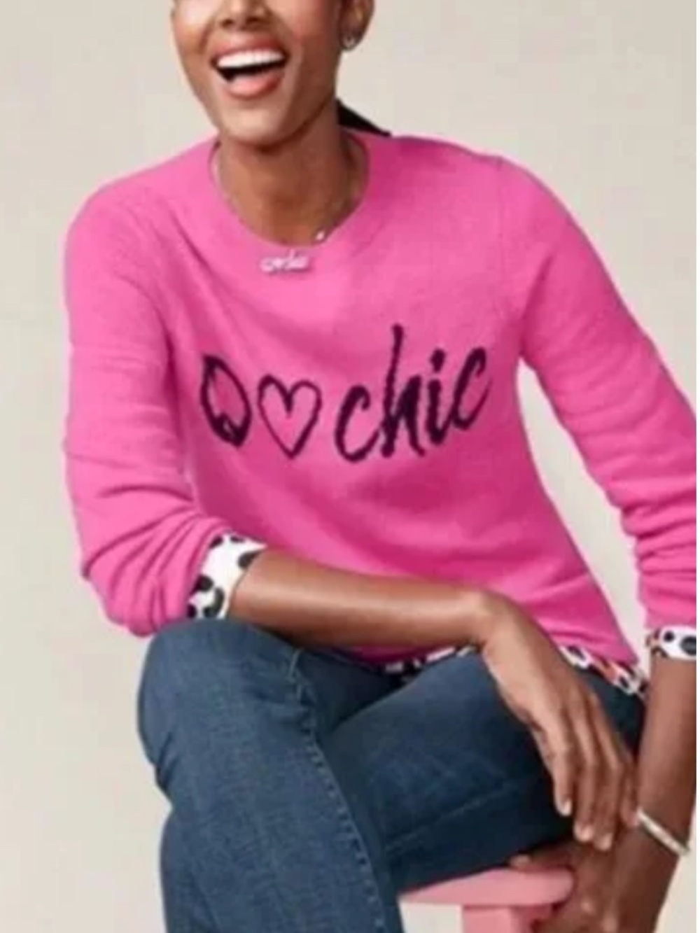 Chico’s Peace Love Chic CrewNeck Sweater Cashmere Wool Blend, EUC, SIZE 1 (M) - Picture 2 of 4